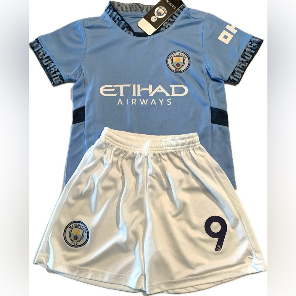 Haaland Kids Jersey Youth Large Soccer Kids Kits set shorts and matching jersey - Picture 2 of 6